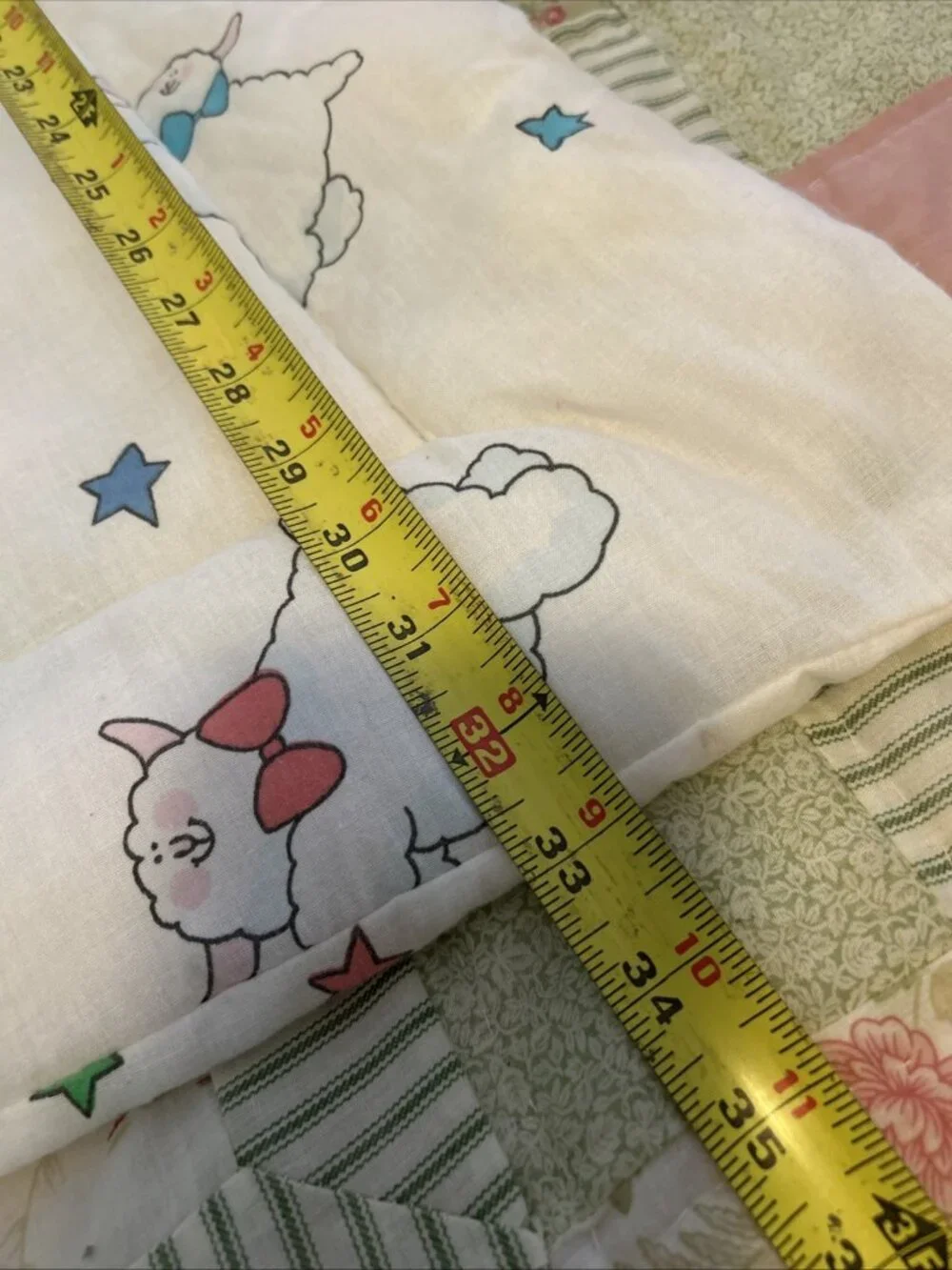 Baby Crib Blanket Sue Dreamer Happy Sheep Nursery Quilt 1987 Double sided 42x33”